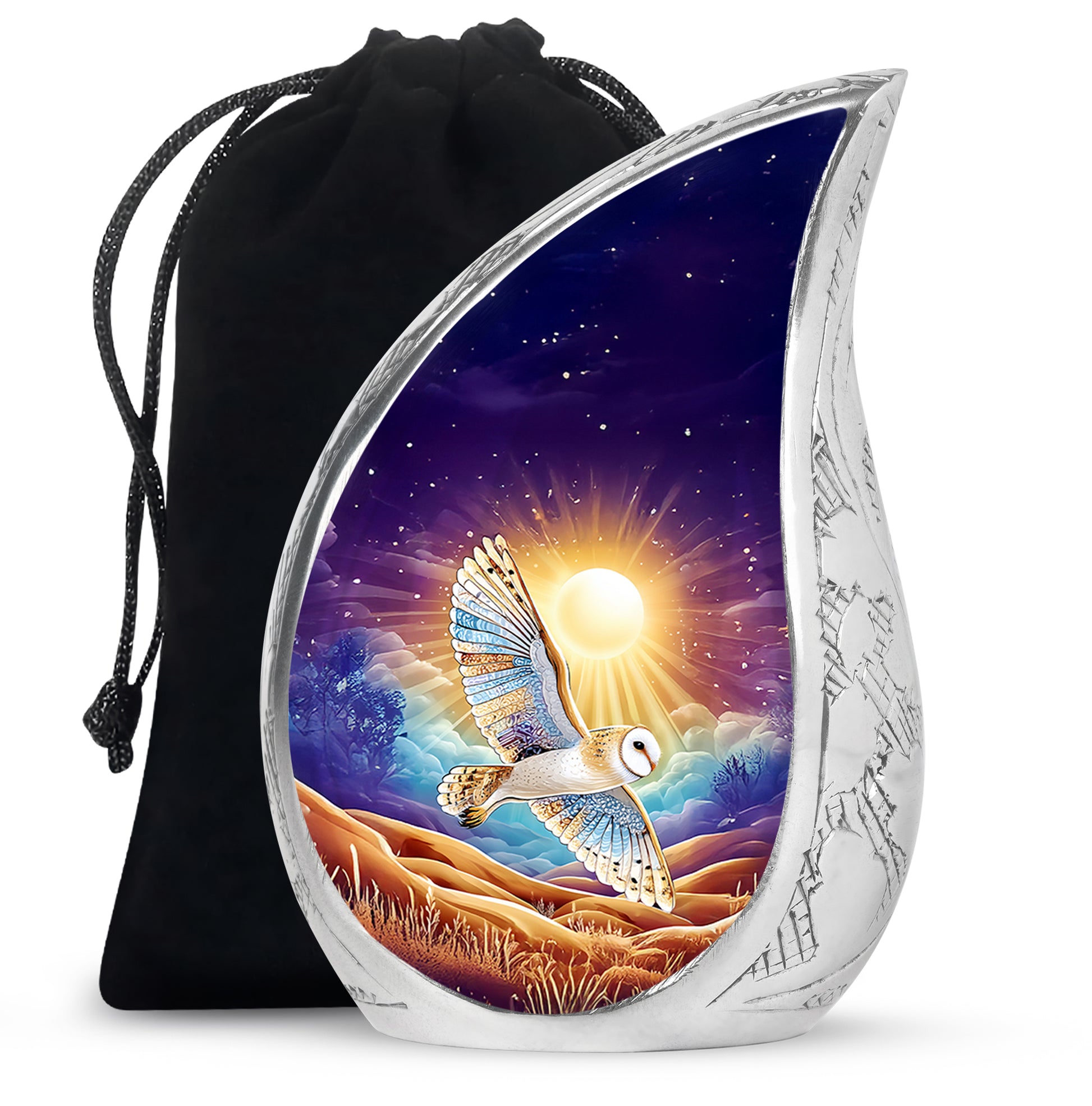 Artistic Owl Cremation Urn - Sunset Memorial Urn For Burial
