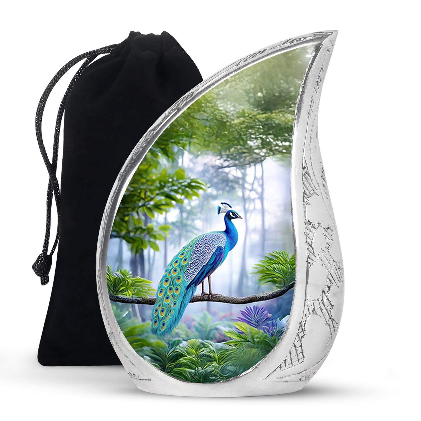 Forest Peacock Memorial Urn - Nature Cremation Urn For Human Ashes