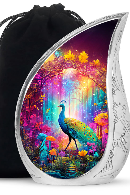 Colorful Peacock Funeral Urn - Forest Cremation Urn For Human Ashes