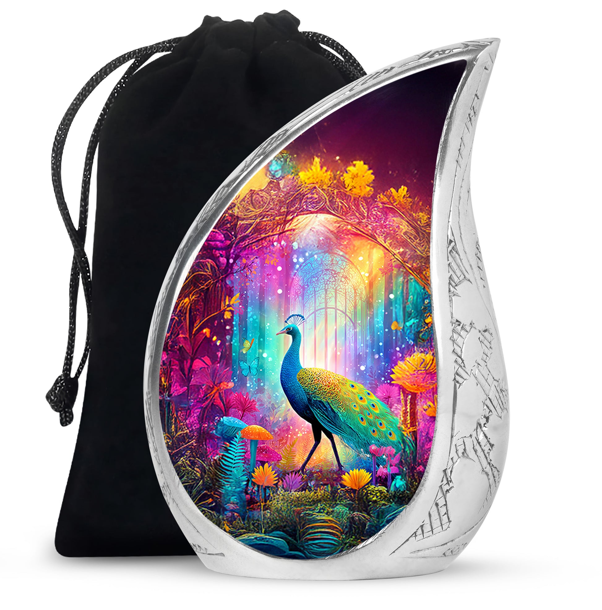 Colorful Peacock Funeral Urn - Forest Cremation Urn For Human Ashes
