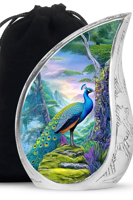 Peacock Mountain Memorial Urn - Scenic Nature Cremation Urn For Ashes