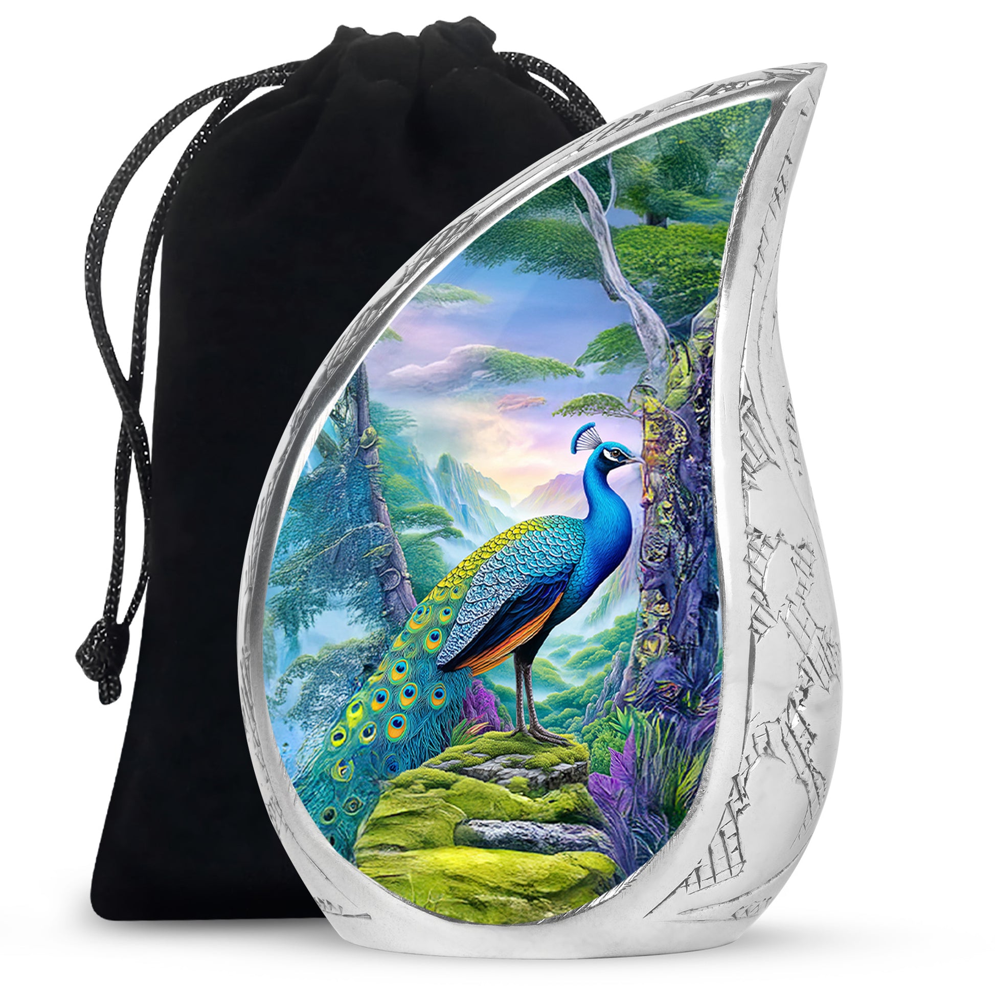 Peacock Mountain Memorial Urn - Scenic Nature Cremation Urn For Ashes