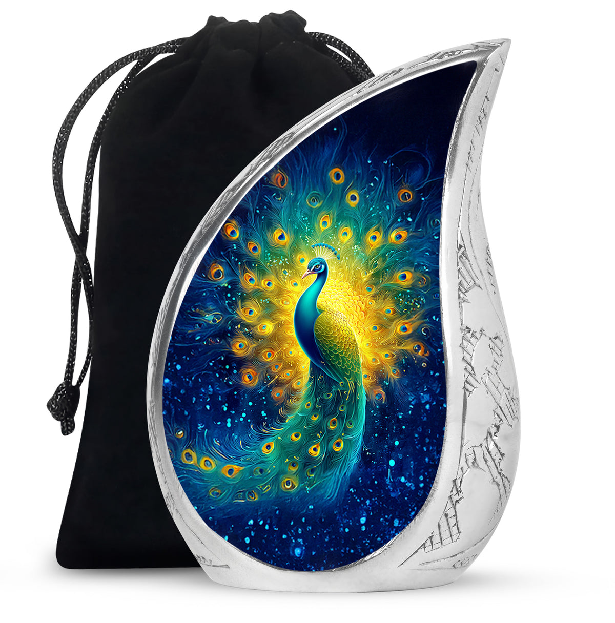 Peacock Cremation Urn - Galaxy Theme Funeral Urn For Adult Ashes