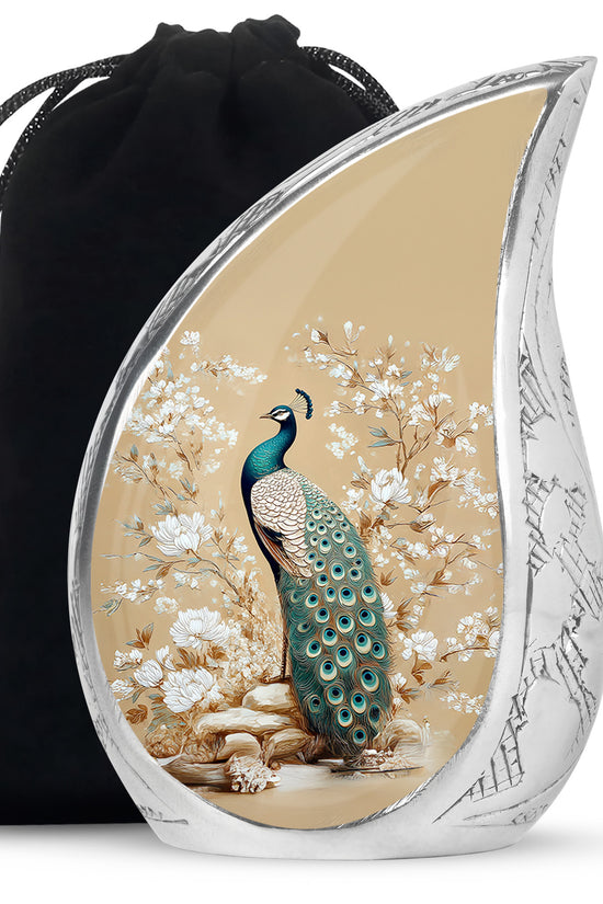 Peacock Theme Memorial Urn - Beautiful Artistic Funeral Urn For Loved Ones