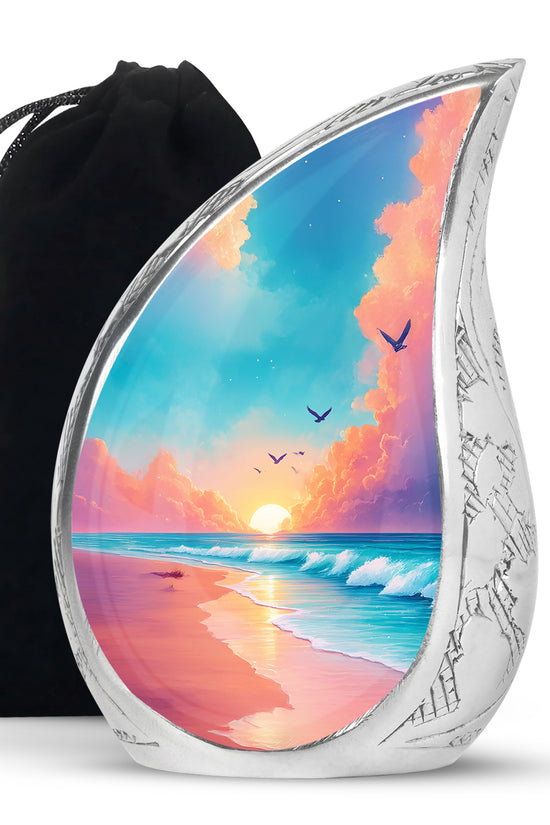 Peaceful Beach Memorial Urn For Ashes - Large Sized Urn For Adult Men