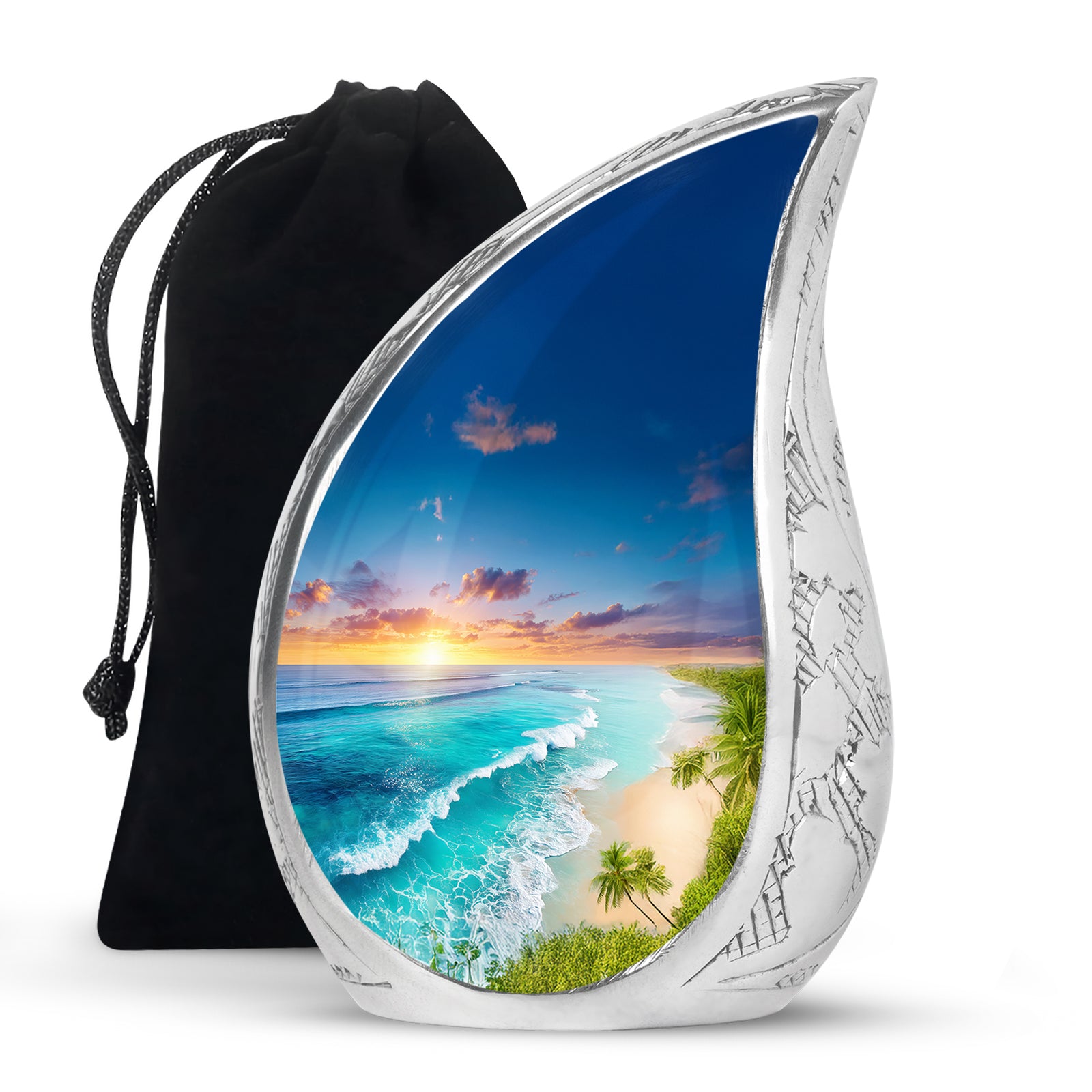 Blue Ocean Waves Funeral Urn For Ashes - Urn For Men & Women