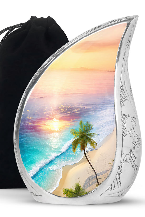Palm Trees Cremation Urn For Adult Female - Sunset Funeral Urn For Women