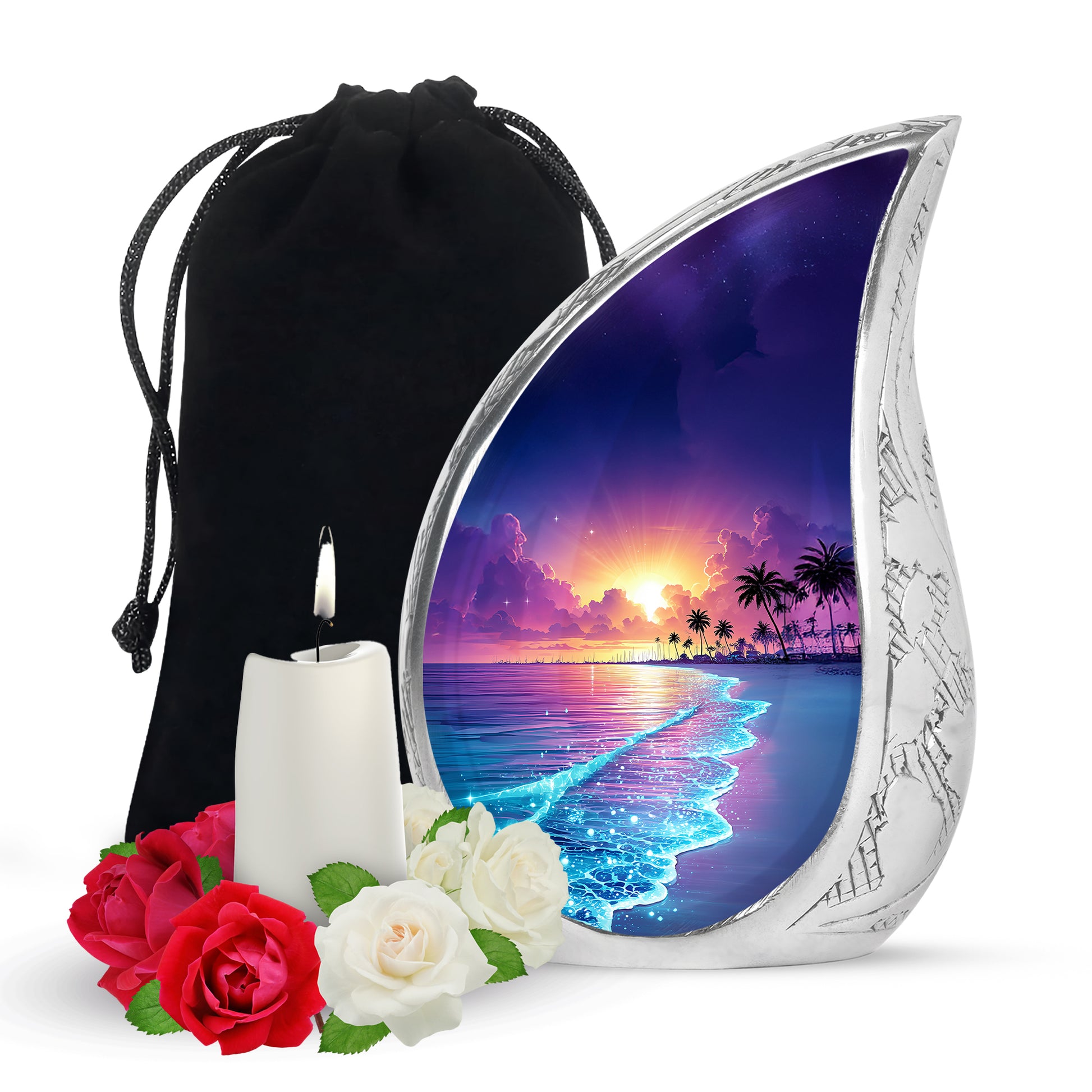 Purple Night Memorial Urn For Ashes - Beach Themed Urn For Funeral