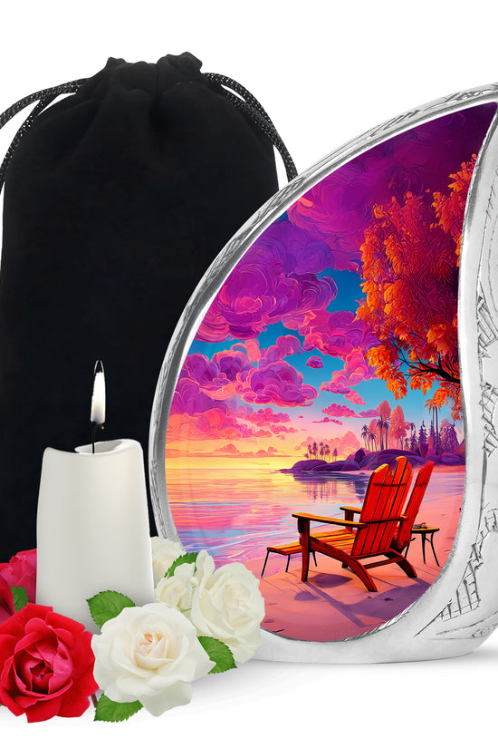 Beach Resting Place Urn For Men - Pink Memorial Ashes Urn For Funeral