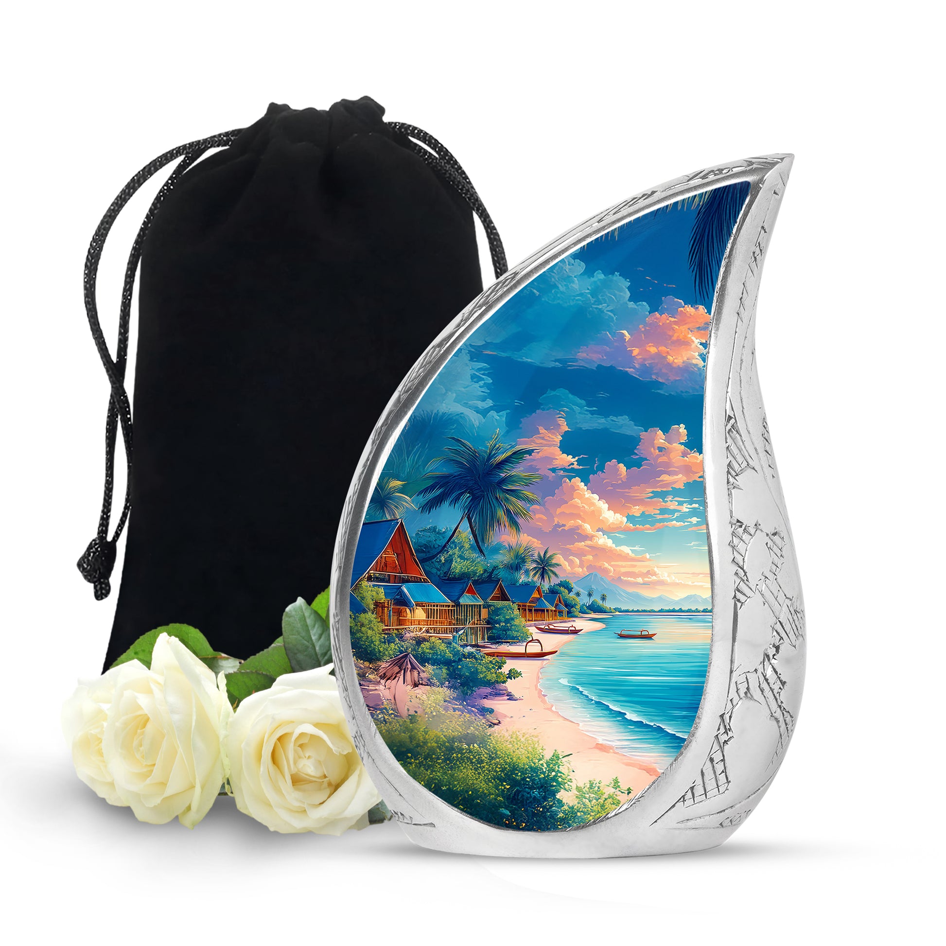 Tropical Beach Cremation Urn - Artistic Funeral Urn For Adult Ashes