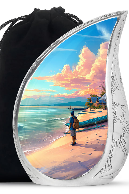 Peaceful Ocean Memorial Urn - Seaside Memorial Urn For Adult Ashes