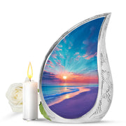 Harmonious Beach Cremation Urns for Human Ashes - Teal 10-inch - Yatskia