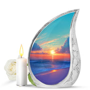 Distinguished Teal Beach Cremation Urn for Ashes - 10-inch, 200 cu in - Yatskia