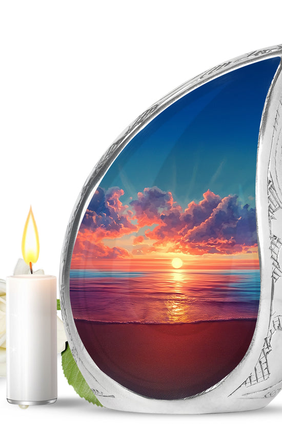 Personalized Blue Beach Cremation Urns for Ashes - Enchanting 10-inch - Yatskia