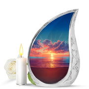 Personalized Blue Beach Cremation Urns for Ashes - Enchanting 10-inch - Yatskia