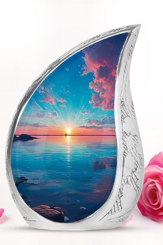 Regal Beach Memorial Cremation Urns - Teal 10-inch, 200 cu in - Yatskia