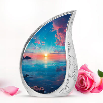 Regal Beach Memorial Cremation Urns - Teal 10-inch, 200 cu in - Yatskia