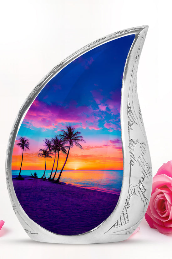 Personalized Magnificent Beach Cremation Urns - Blue 10-inch, 200 cu in - Yatskia