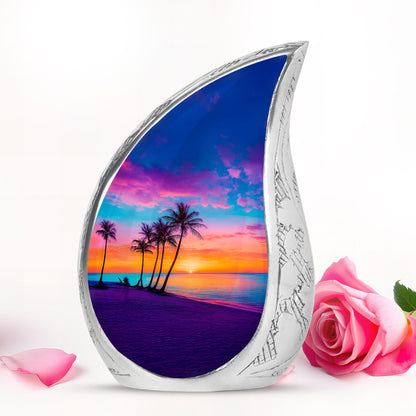 Personalized Magnificent Beach Cremation Urns - Blue 10-inch, 200 cu in - Yatskia