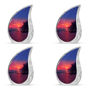 Rose Pink Beach Cremation Urn close-up of engraving and surface detail - rounded teardrop beach design with delicate detail - 10 inch aluminum urn for cremated remains