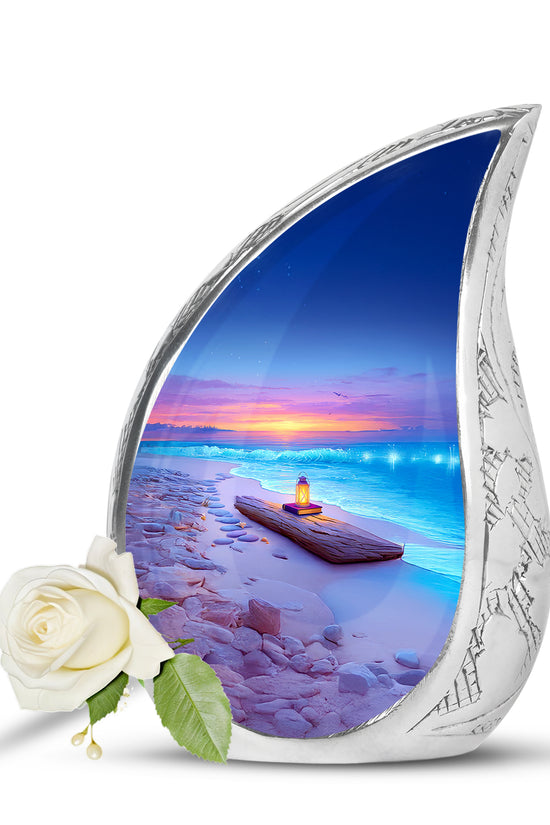Radiant Beach Memorial Cremation Urns - Blue 10-inch, 200 cu in - Yatskia