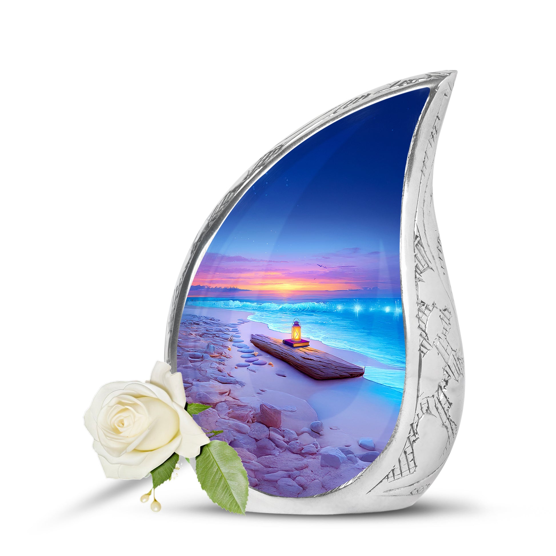 Radiant Beach Memorial Cremation Urns - Blue 10-inch, 200 cu in - Yatskia