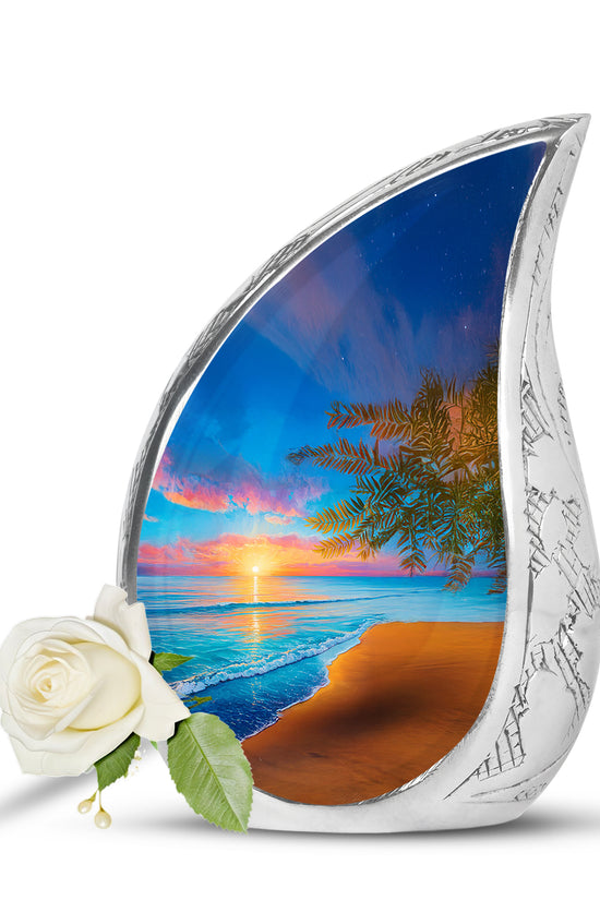 Personalized Beach Cremation Urns - Soothing Blue 10-inch, 200 cu in - Yatskia