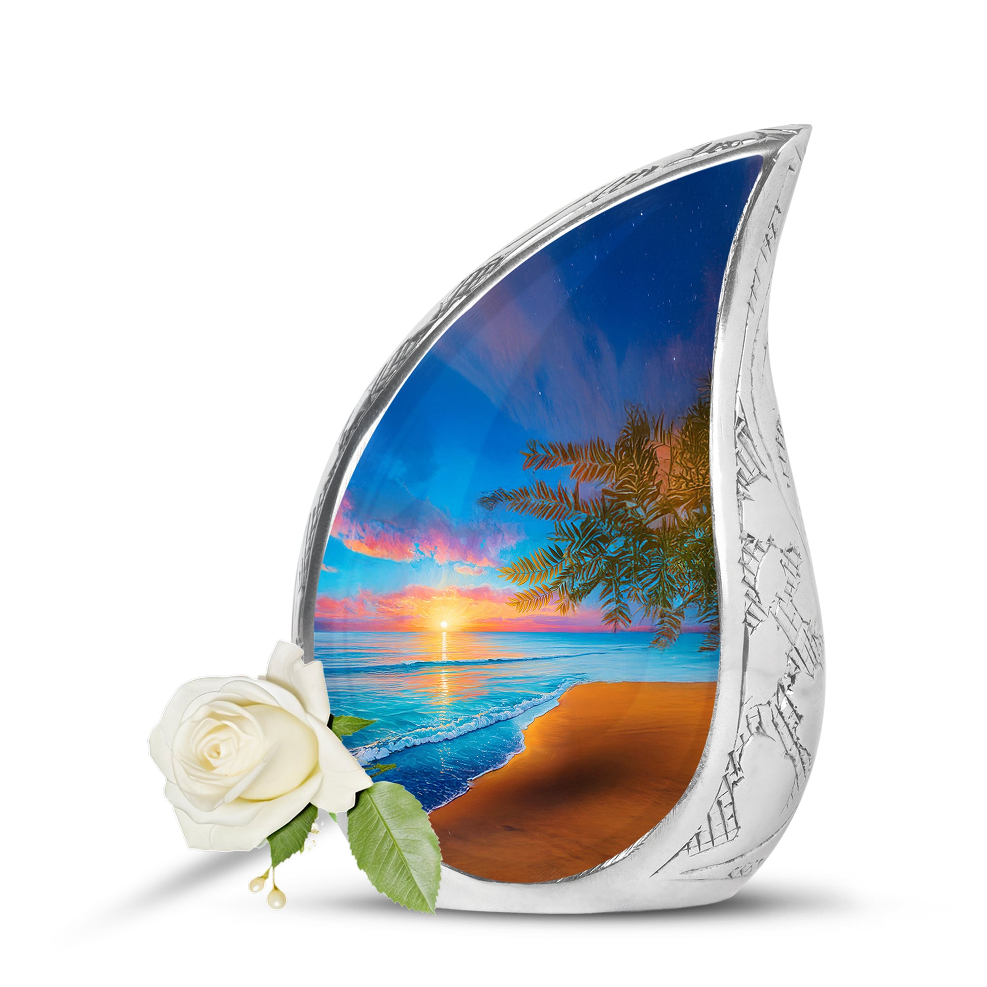 Personalized Beach Cremation Urns - Soothing Blue 10-inch, 200 cu in - Yatskia