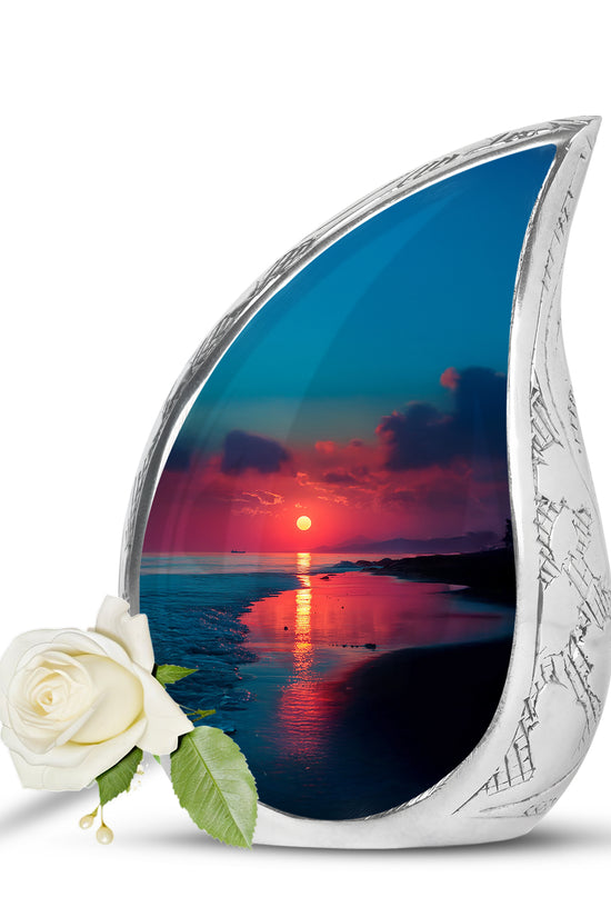 Personalized Beach Cremation Urns - Soothing Blue 10-inch, 200 cu in - Yatskia