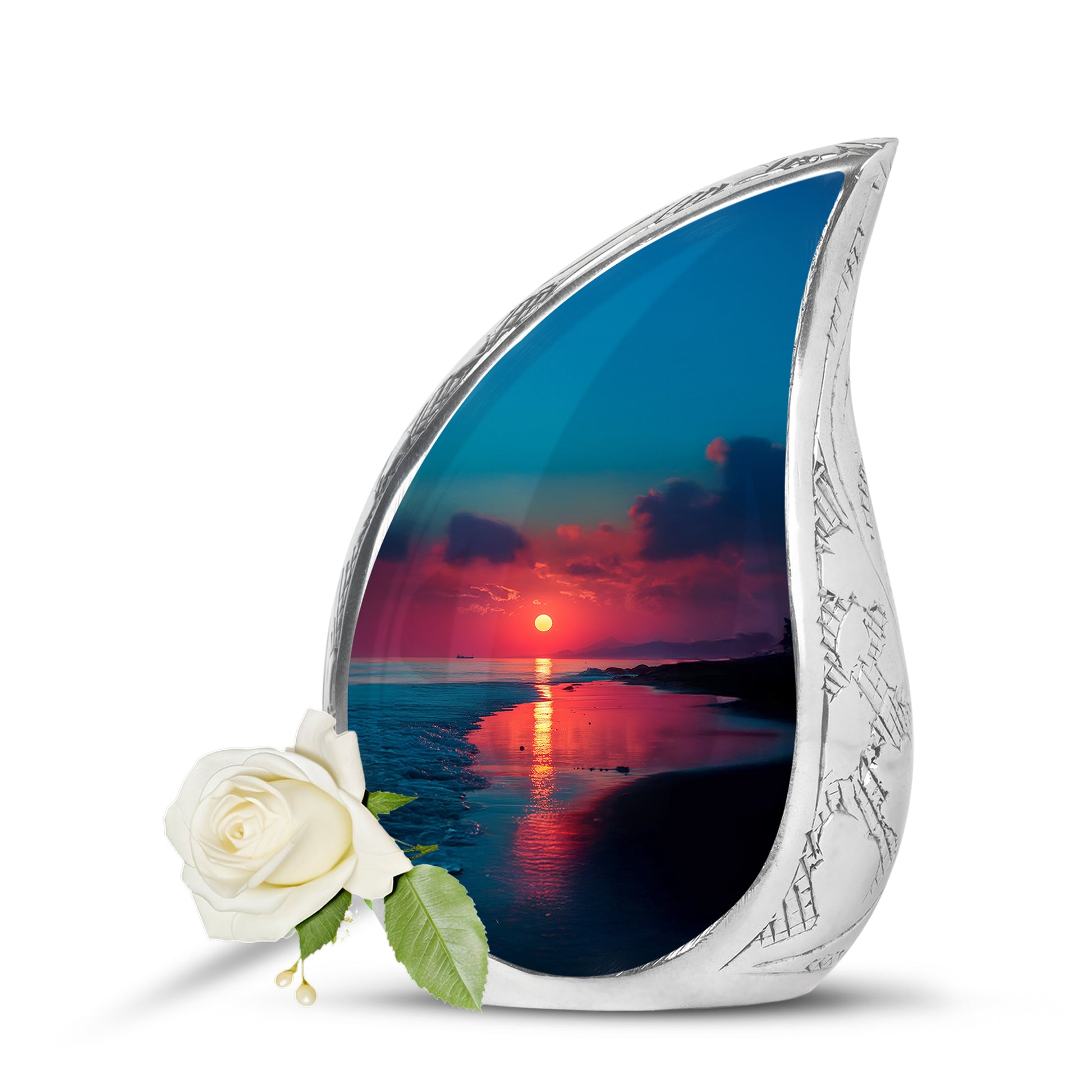 Personalized Beach Cremation Urns - Soothing Blue 10-inch, 200 cu in - Yatskia