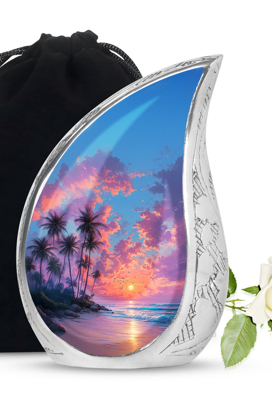 Peaceful Beach Memorial Urn -Tropical Funeral Urn For Adult Ashes