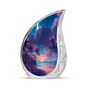 Luminous Blue Beach Haven Urn for Human Ashes - 10-inch, 200 cu in - Yatskia