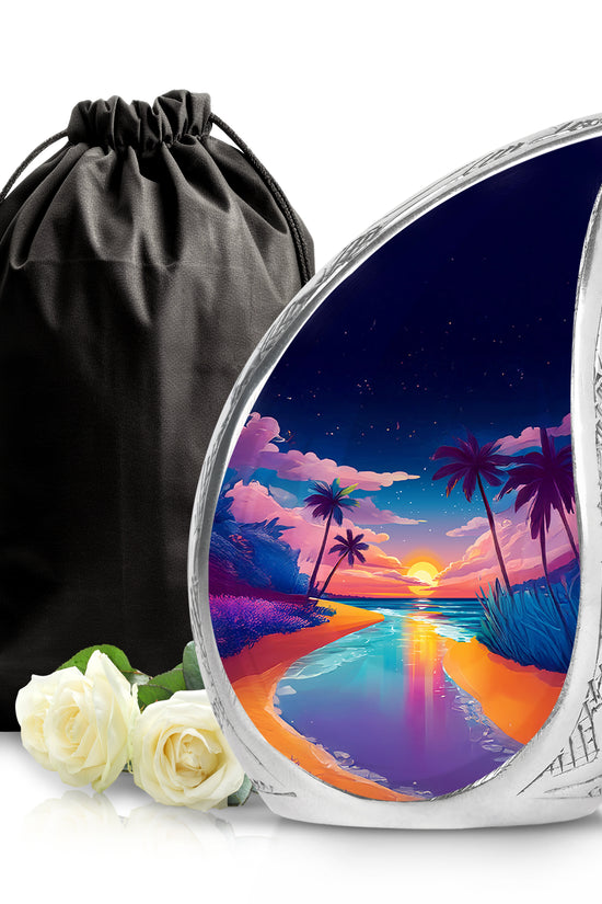 Artistic Beach Theme Memorial Urn - Large Cremation Urn For Loved Ones