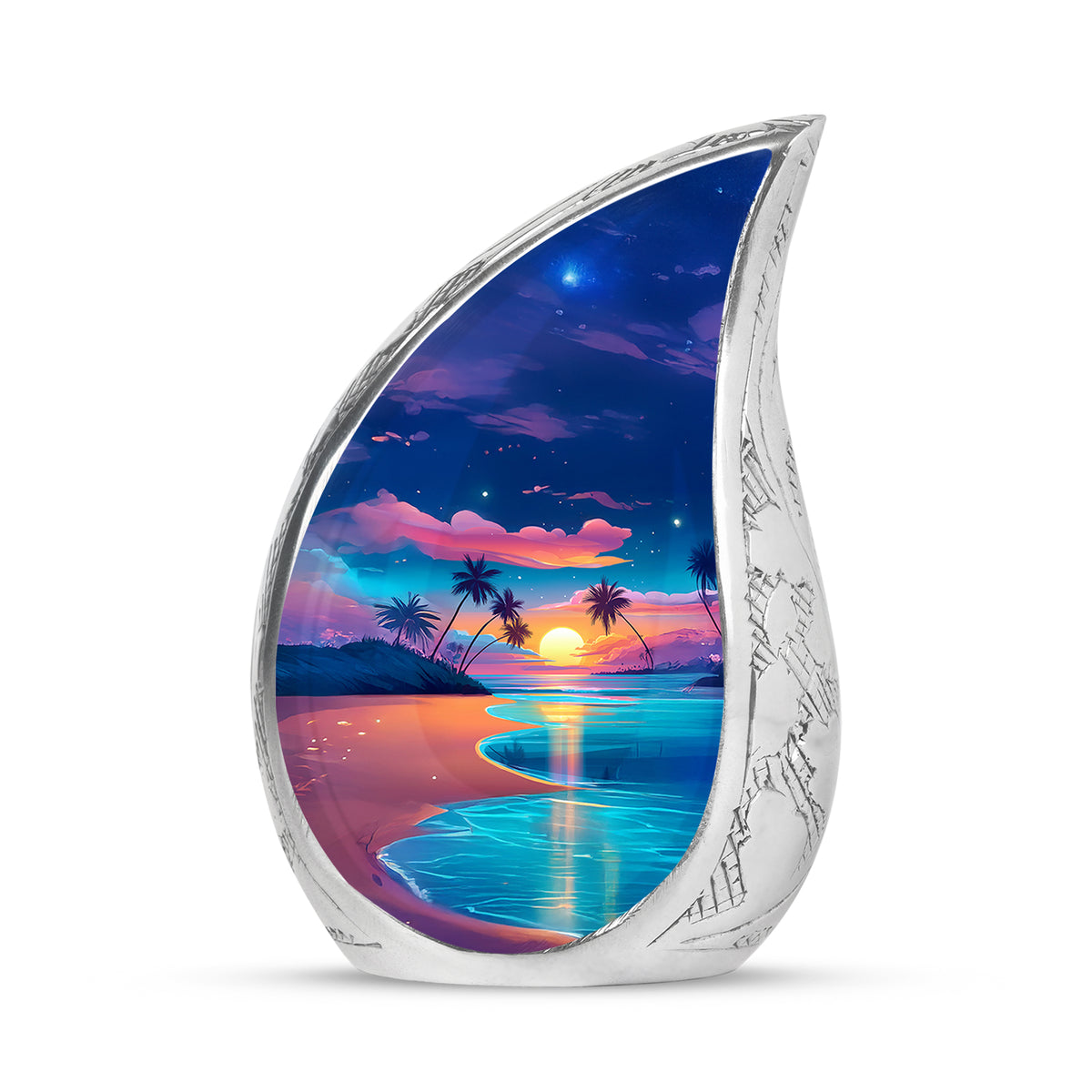 Blue Comforting Beach Memorial Urn for Ashes - 10-inch, 200 cu in - Yatskia