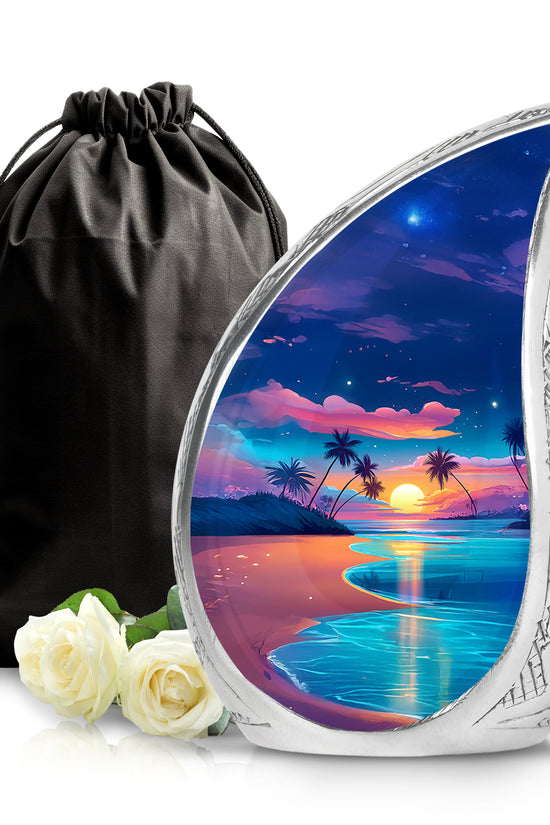 Beach Theme Funeral Urn - Aluminium Memorial Urn For Male & Female