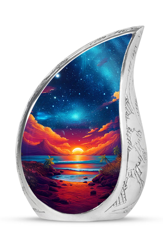 Blue Beach Homage Cremation Urns for Human Ashes - 10-inch, 200 cu in - Yatskia