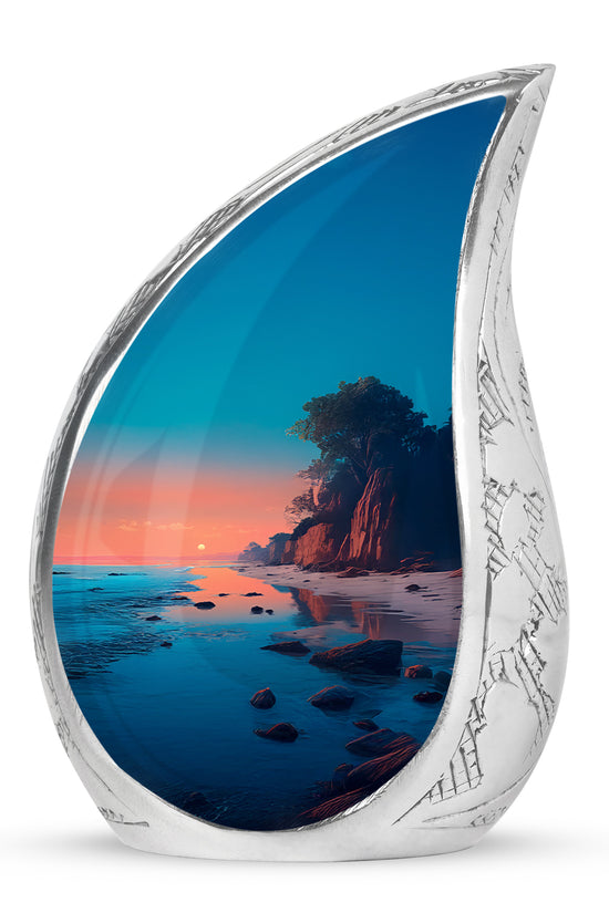 Divine Teal Beach Cremation Urn for Ashes - 10-inch, 200 cu in - Yatskia