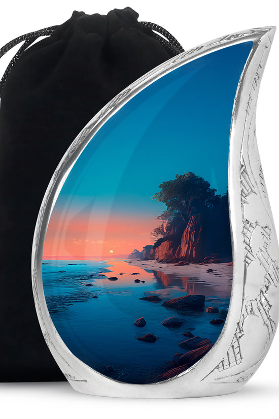 Scenic Beach Memorial Urn - Peaceful Beach Funeral Urn For Burial