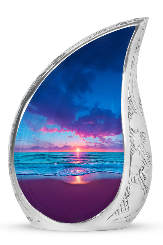 Personalized Elegant Beach Cremation Urns - Blue 10-inch, 200 cu in - Yatskia