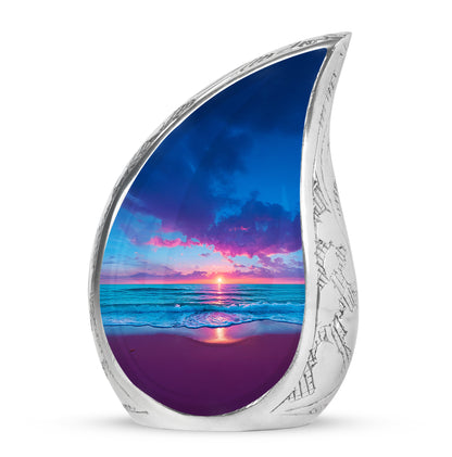 Personalized Elegant Beach Cremation Urns - Blue 10-inch, 200 cu in - Yatskia
