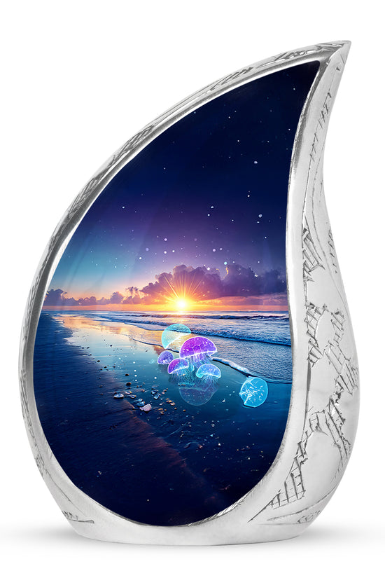 Illustrious Beach Memorial Cremation Urns - Blue 10-inch, 200 cu in - Yatskia