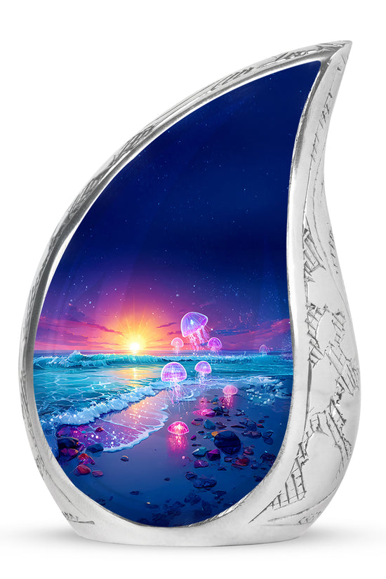 Personalized Blue Beach Cremation Urns for Ashes - Transcendent 10-inch - Yatskia
