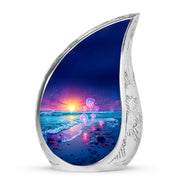 Personalized Blue Beach Cremation Urns for Ashes - Transcendent 10-inch - Yatskia