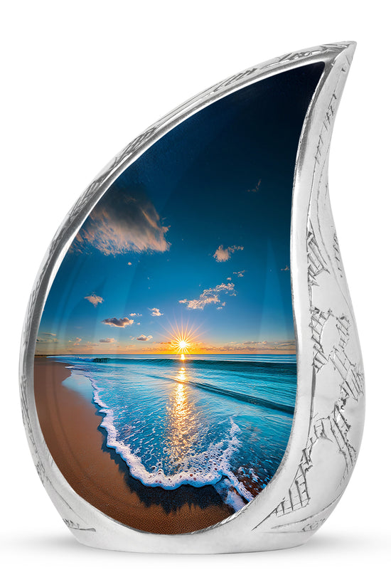 Personalized Elegant Beach Cremation Urns - Blue 10-inch, 200 cu in - Yatskia