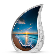 Personalized Elegant Beach Cremation Urns - Blue 10-inch, 200 cu in - Yatskia