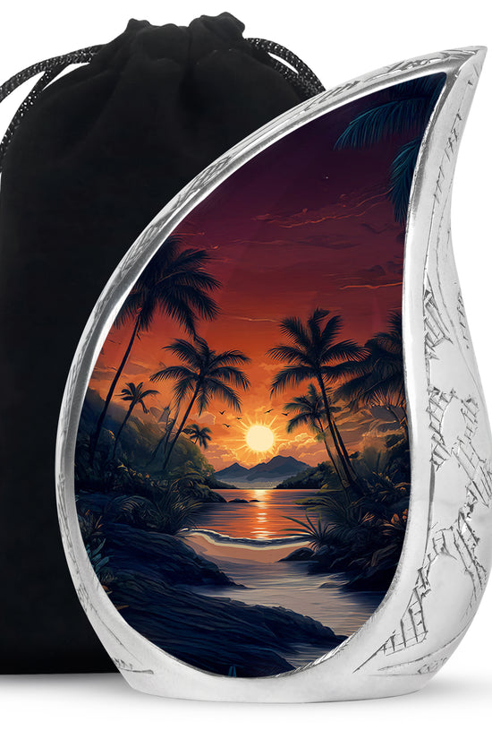 Tropical Memorial Urn - Ocean Sunset Cremation Urn For Adult Ashes