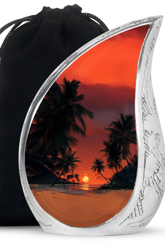 Ocean Sunset Memorial Urn - Island Sunset Design For Male & Female