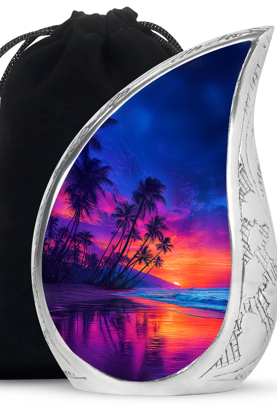 Modern Beach Memorial Urn - Tropical Cremation Urn For Adult Ashes