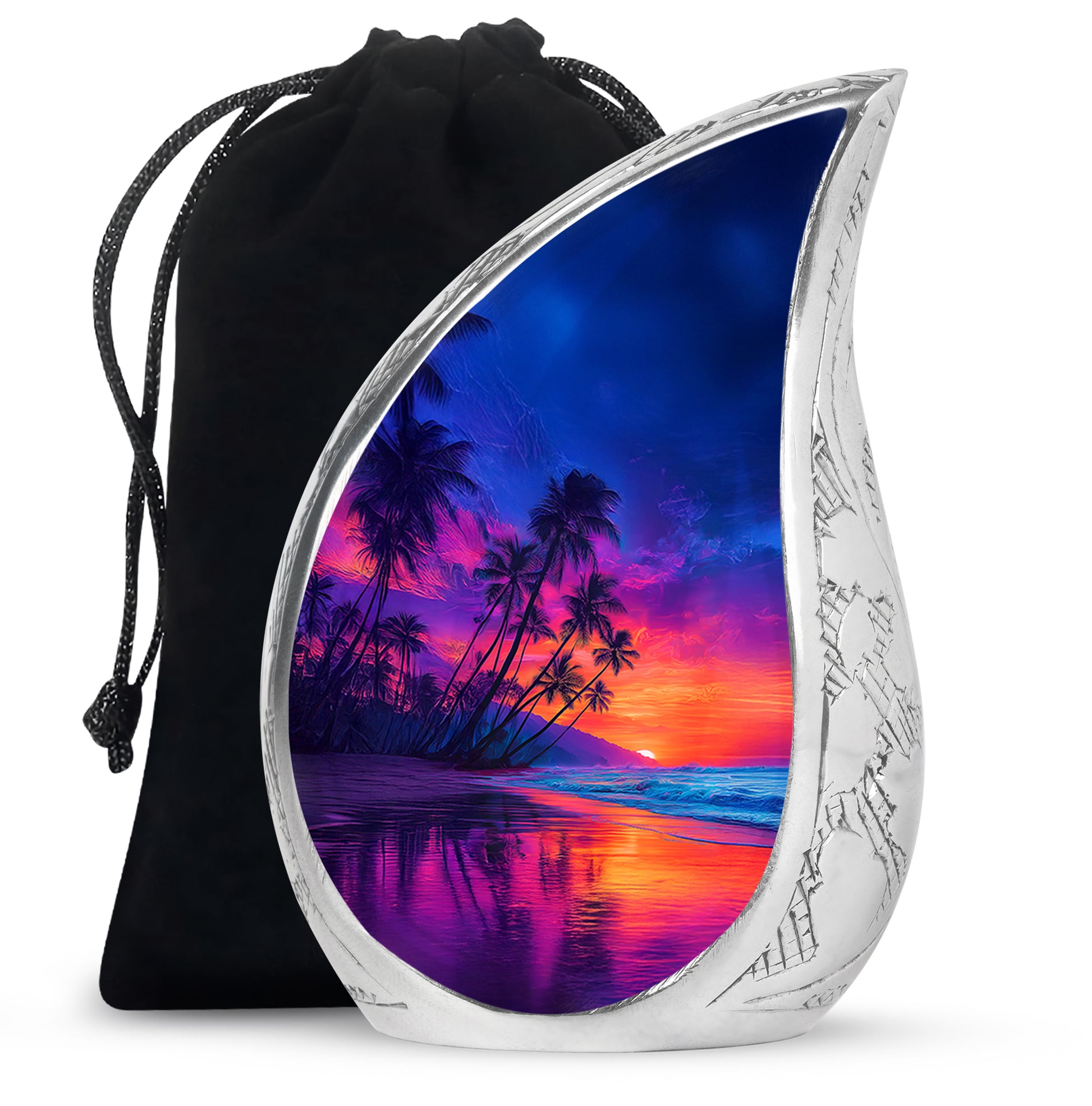 Modern Beach Memorial Urn - Tropical Cremation Urn For Adult Ashes