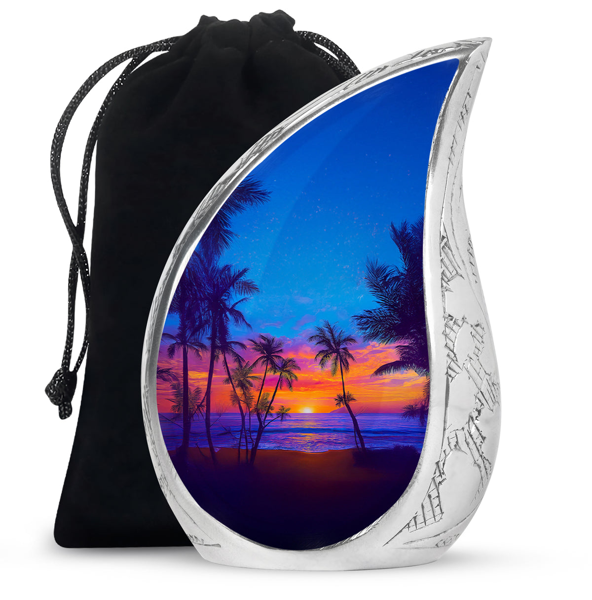 Tropical Island Sunset Burial Urn - Ocean Memorial Urn For Loved Ones